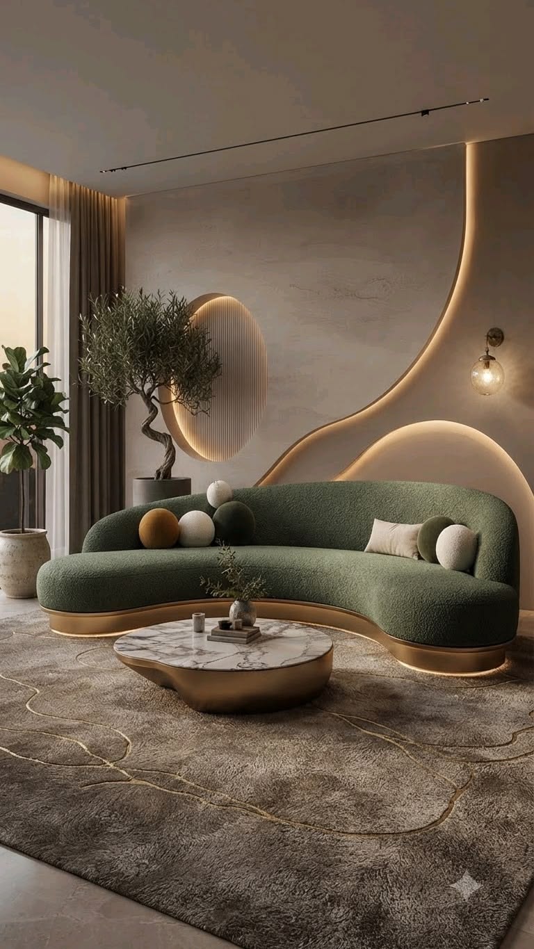 Executive Formal Living Room with Champagne Metal Screen & Wall Mirror #19